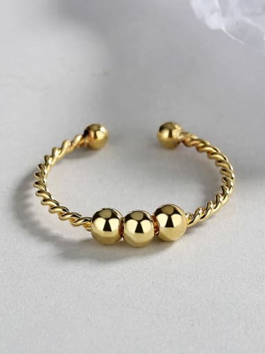 Brass Geometric Three Bead Ring