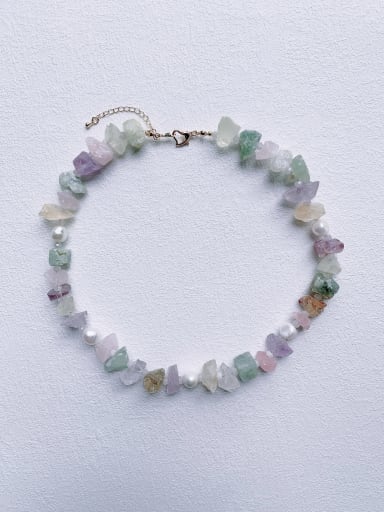 N-STPE-0008  Natural Gemstone Crystal Beads Chain Handmade Beaded Necklace