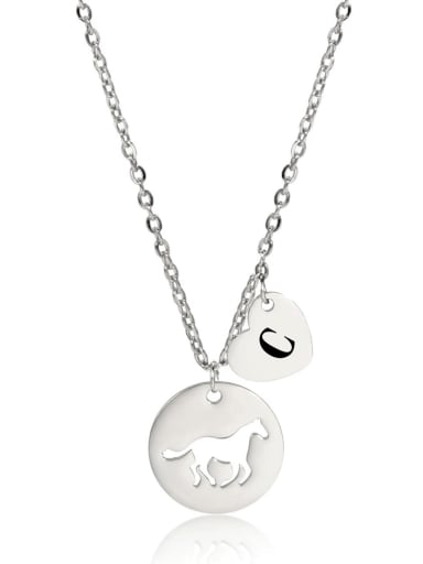 Steel color C Stainless steel Animal Minimalist Necklace