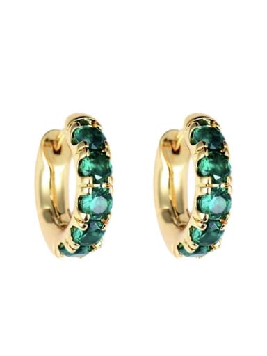 green Stone Brass Cubic Zirconia Hoop Earring with 5 colors
