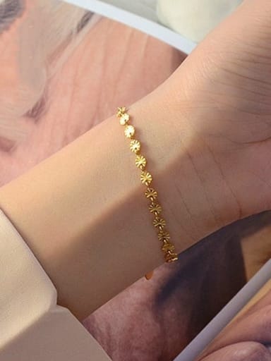 Gold Bracelet 16+ 5 Titanium Steel Geometric Minimalist Disc Pattern Necklace