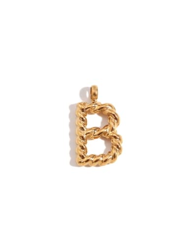 Twists Letter Pendant Gold B Stainless steel 18K Gold Plated Letter Charm