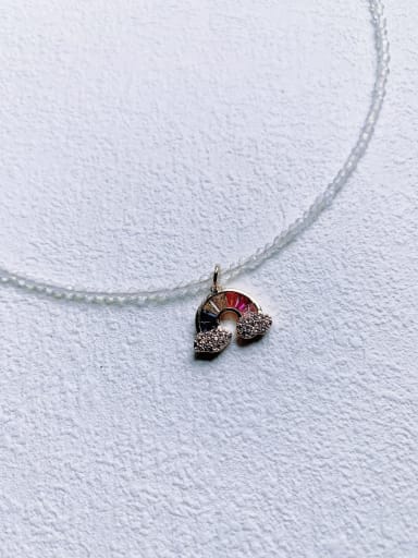 N-DIY-011 Gemstone Crystal  Chain Rainbow Pendant Minimalist handmade Beaded Necklace