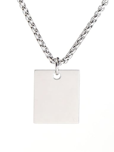 Titanium Steel Rectangle Necklace With two colors