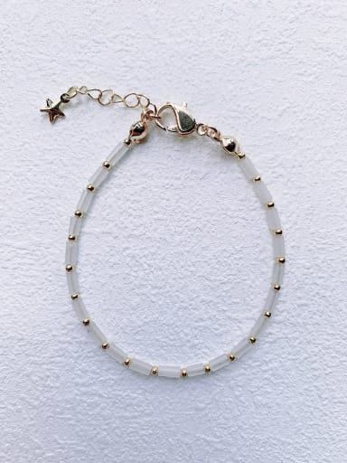 white Natural  Gemstone Crystal Beads Chain+Handmade Beaded Bracelet