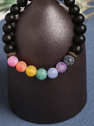 Agate Black Glass Bracelet Carnelian Multi Color Minimalist Handmade Beaded Bracelet