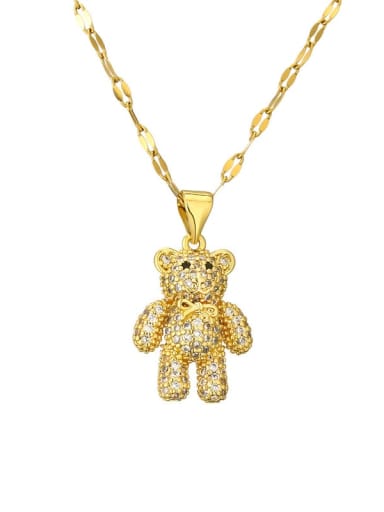 Brass Bear Necklace with steel chain