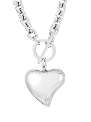 KN230528,Steel, Necklace Stainless steel Big Heart Statement Necklace Waterproof