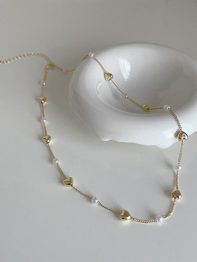 Alloy Imitation Pearl Geometric Trend Beaded Necklace
