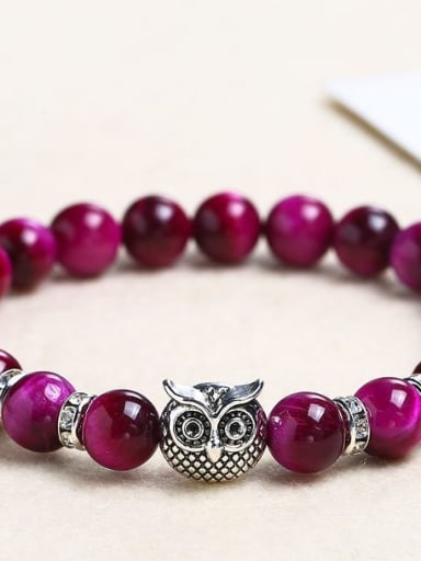 Rose red Alloy Tiger Eye Owl Minimalist Handmade Beaded Bracelet/Multi-color optional