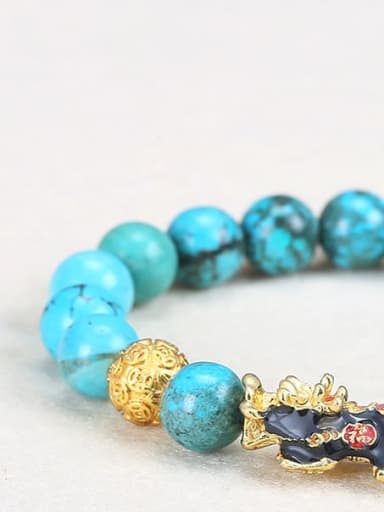 Turquoise discoloration Agate Alloy Minimalist Handmade Beaded Bracelet