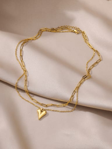 custom Stainless steel Heart Minimalist Multi Strand Necklace
