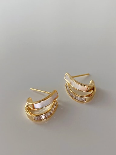 Brass and 14K gold color Geometric Earring