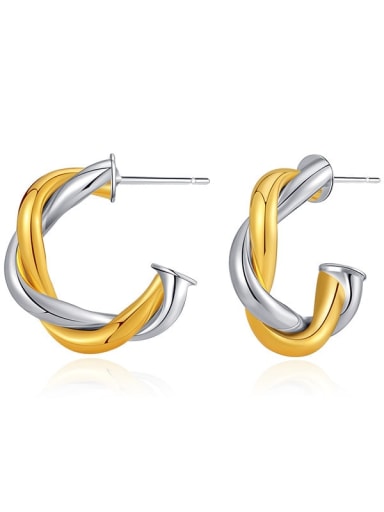 KE0696 Brass Gold and silver trend 2023 tricolor Earring