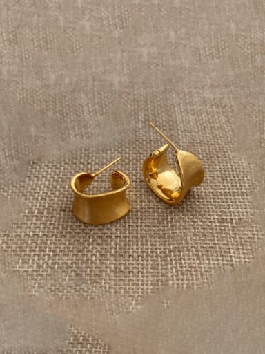 Brass Square Minimalist Stud Earring