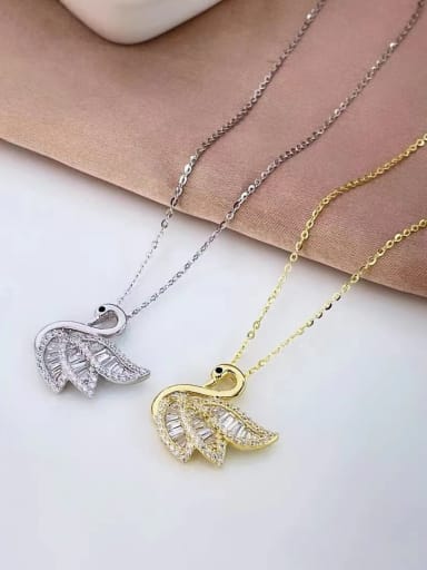 925 Sterling Silver Cubic Zirconia Swan Necklace