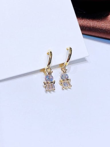 Gold Plated pair Brass Cubic Zirconia Baby Cute Huggie Earring