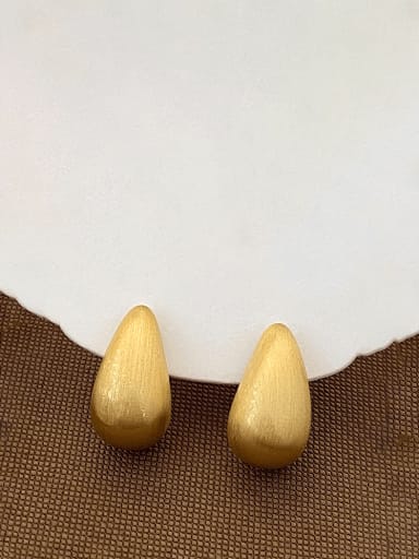 gold Water Drop Brass Square Minimalist Stud Earring