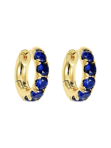 Blue Stone Brass Cubic Zirconia Hoop Earring with 5 colors