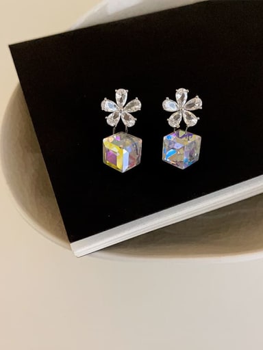 custom Alloy Crystal Flower Dainty Stud Earring