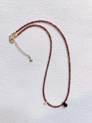 N-ST-0003 Red Garnet Chain Irregular Trend Handmade Beaded Necklace
