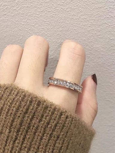 Starry Sky Rose Gold Single Row Ring Titanium Steel Minimalist Ring