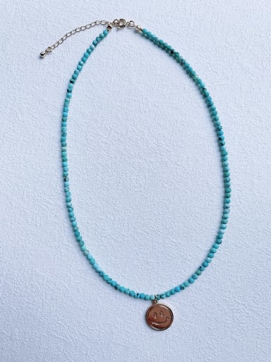 N-DIY-0026 Natural  Gemstone Crystal Beads Chain Smiley Pendant Handmade Beaded Necklace