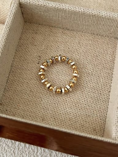 Brass Synthetic Crystal Minimalist Bead Ring