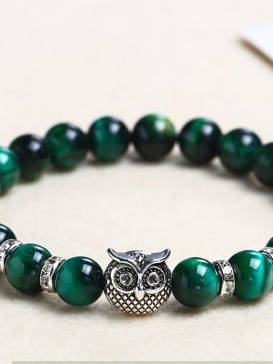green Alloy Tiger Eye Owl Minimalist Handmade Beaded Bracelet/Multi-color optional