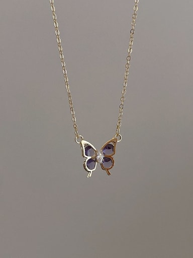 Alloy Cubic Zirconia Butterfly Dainty Necklace