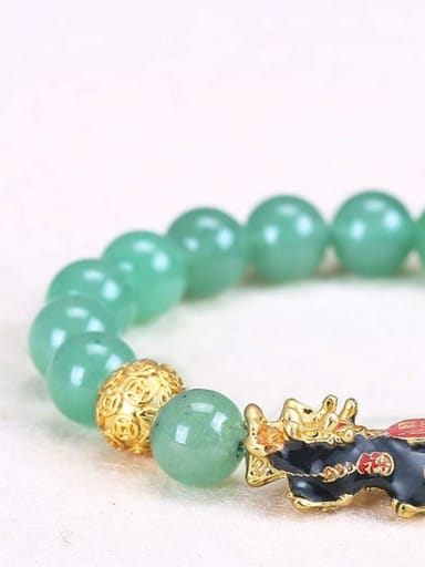 Green Dongling discoloration Agate Alloy Minimalist Handmade Beaded Bracelet