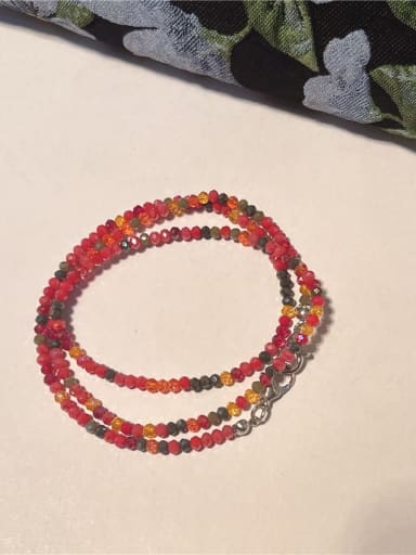red Glass Stone Bohemia Beaded Necklace