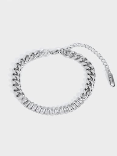 Steel colored zircon grinding chain Titanium Steel Cubic Zirconia Geometric Hip Hop Link Bracelet