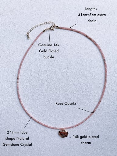 rose quartz+Heart Brass Gemstone Crystal Chain Multi Color Heart Bohemia handmade Beaded Necklace