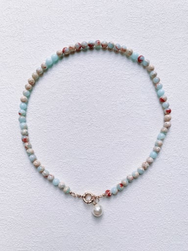 N-STPE-0009  Natural Gemstone Crystal Beads Chain Handmade Beaded Necklace