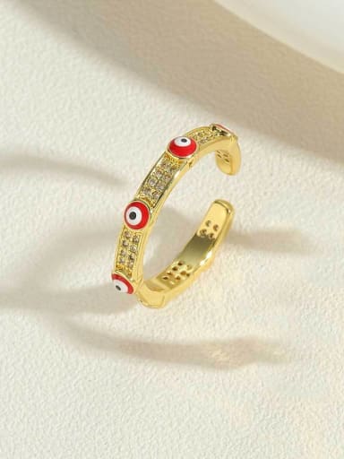 Brass Evil Eye Ring with 14K gold color