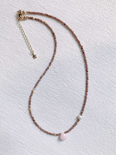 N-ST-0009 Natural  Gemstone Crystal Chain Heart Bohemia Handmade Beaded Necklace