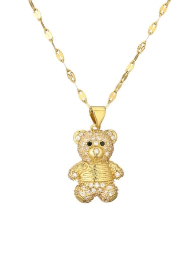 CN001648YH Brass Bear Necklace with steel chain
