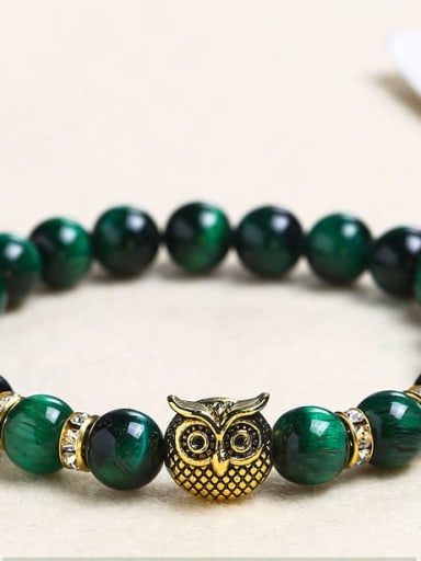 Alloy Tiger Eye Owl Minimalist Handmade Beaded Bracelet