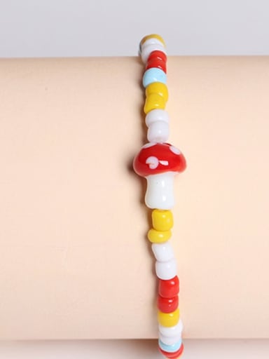 Red mushroom Color Bracelet Bead Mushroom Cute Handmade Beaded Bracelet