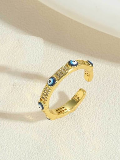 Brass Evil Eye Ring with 14K gold color