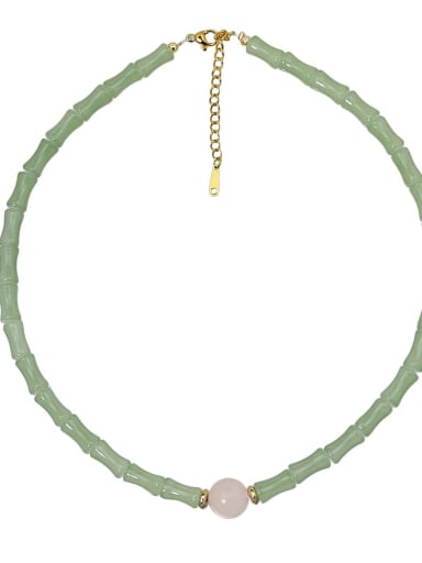 Vintage Geometric Alloy Freshwater Pearl Green Bracelet and Necklace Set