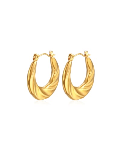Oil pressure MS 262 gold Stainless steel Geometric Hip Hop Huggie Earring