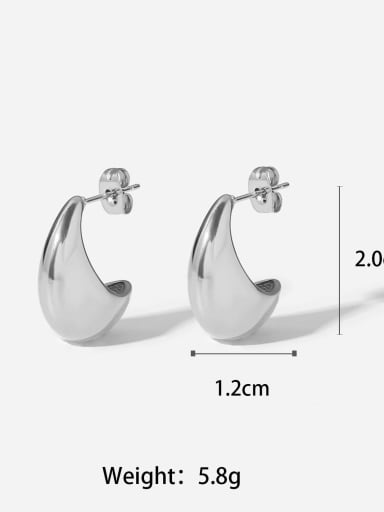 Titanium Steel Geometric Huggie doblue C Earring