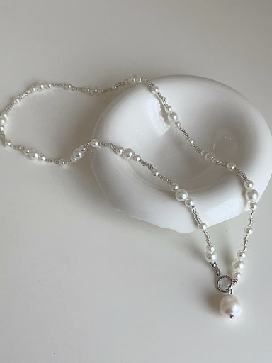 Alloy Freshwater Pearl Geometric Dainty Beaded Necklace
