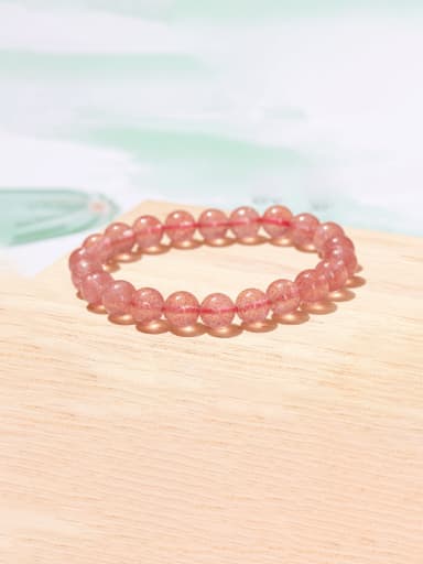 5A Natural Strawberry Crystal Bracelet Natural Stone Multi Color Geometric Minimalist Handmade Beaded Bracelet