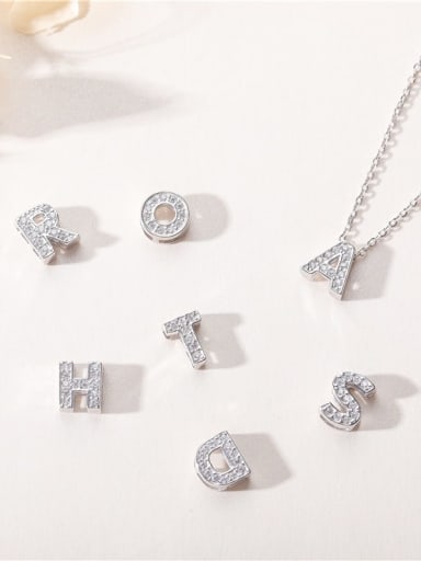 Letter 925 Sterling Silver Cubic Zirconia Dainty Pendant