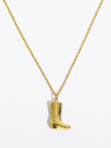 Stainless steel gold cowboy boots Necklace with waterproof