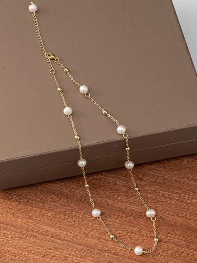 Brass Freshwater Pearl Necklace