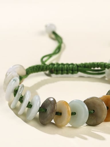 Braided Ring Emerald Round Minimalist Handmade Beaded Bracelet
